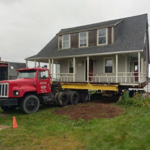 The Luther Burnham house from 1915 being relocated.