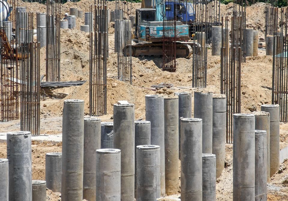 cement pylons in the ground