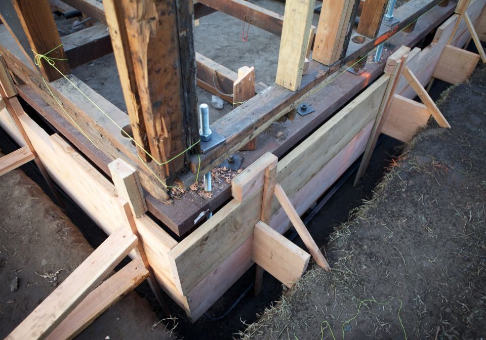 a home being set up for a new foundation