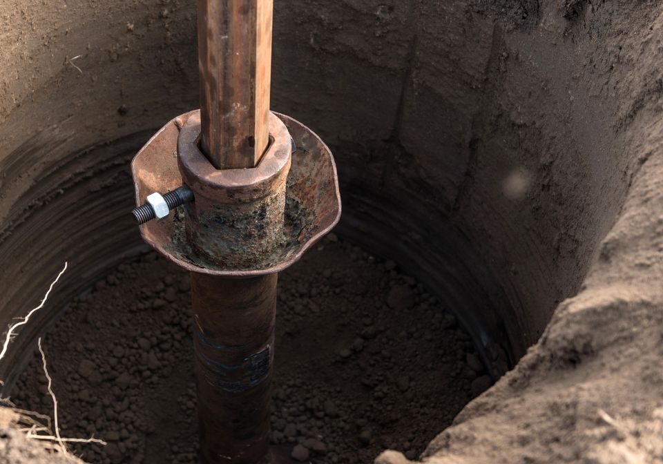 a hole being drilled in dirt