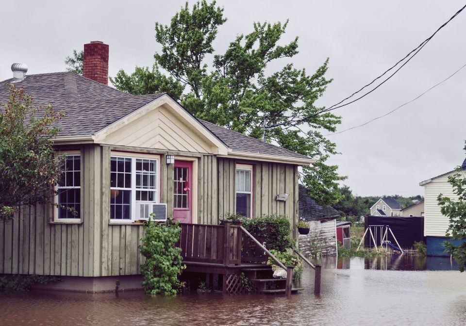 a flooded neighborhood