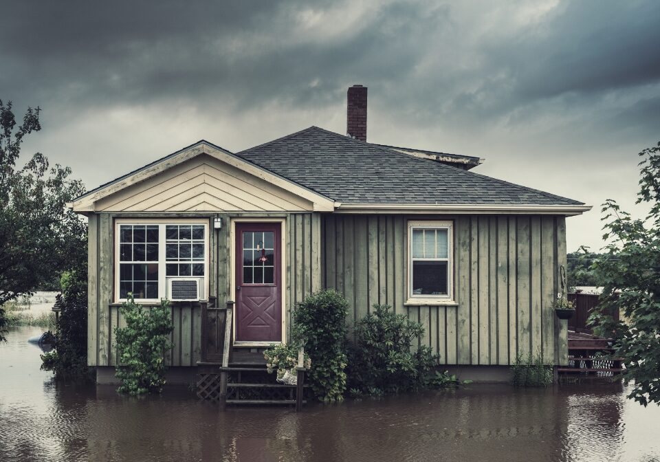 Flooded home outdoors